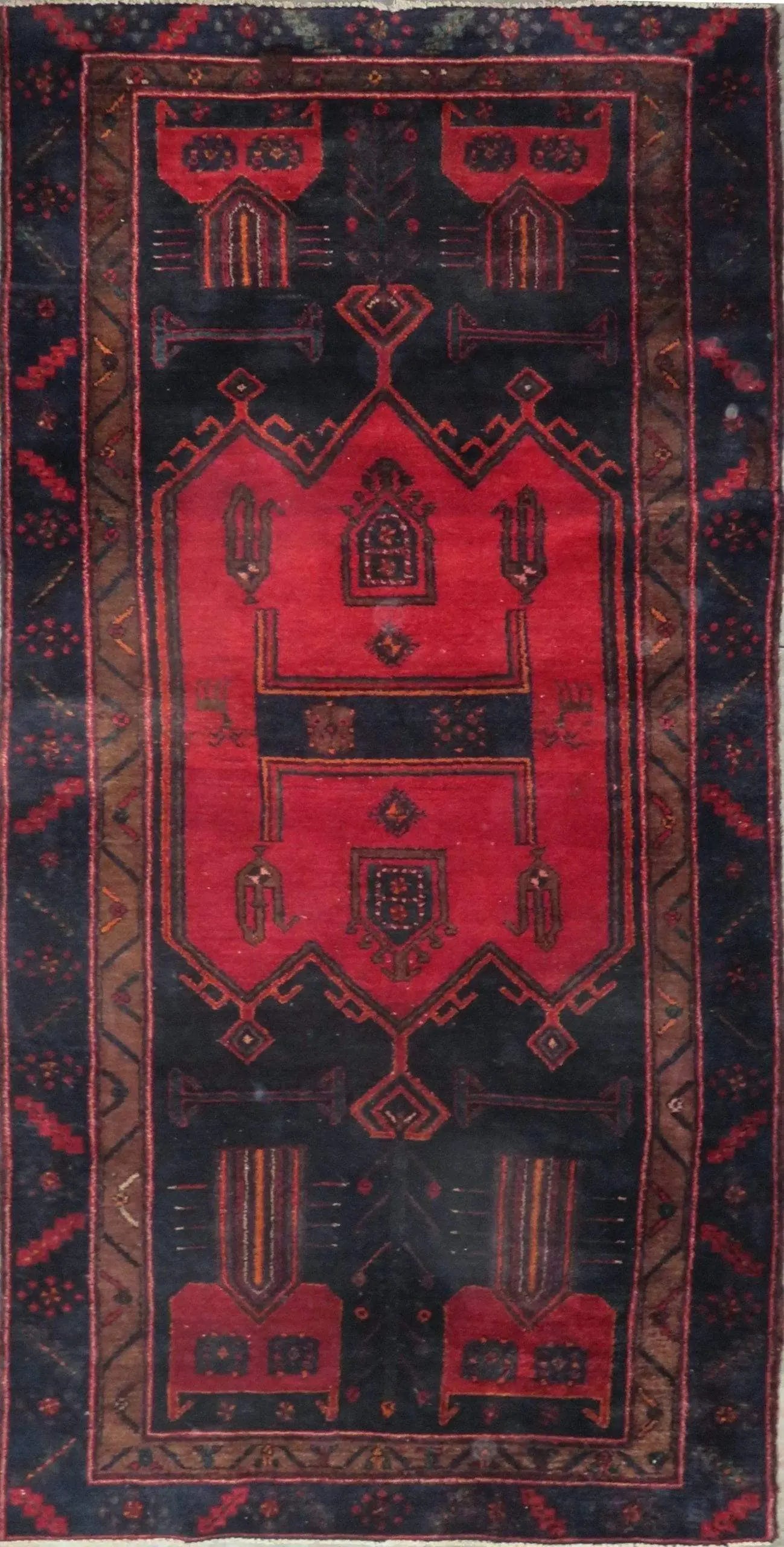 One Of The Kind Hand-Knotted Persian Wool Rug _ Luxurious Vintage Design, 18'7" x 2'10", Artisan Crafted